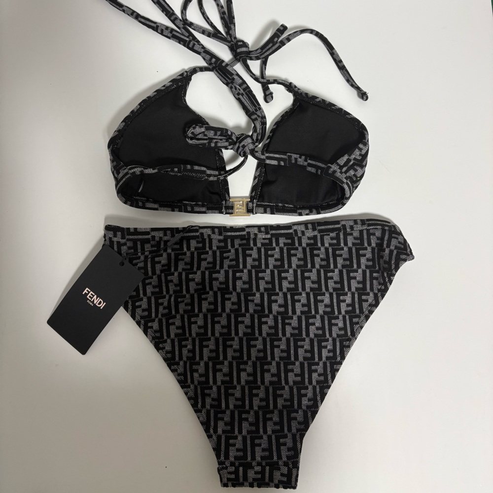 FENDI FF Monogram Metal Logo Two Piece Bikini Swimsuit - Picture 3 of 6